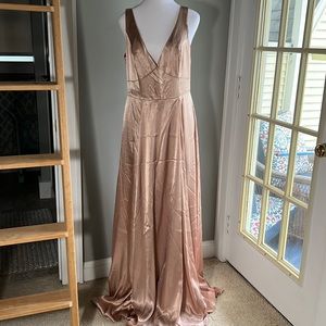 David’s Bridal, bridesmaid dress, color is sand, size 12
